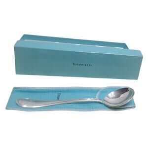 Tiffany Co Silver Plated Vintage Round Spoon, Box + Dust Cover
